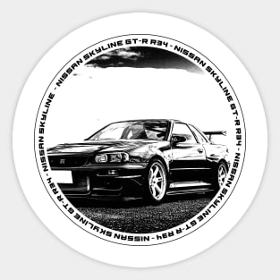 NISSAN SKYLINE GT-R R34 Black 'N White 4 Sticker